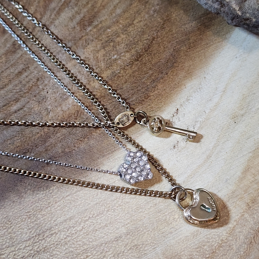 Vintage Juicy Couture "Juicy Key To My Heart" Triple Layer Necklace